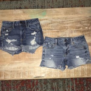 2 Pairs American Eagle Denim Cut-off Shorts Size 0